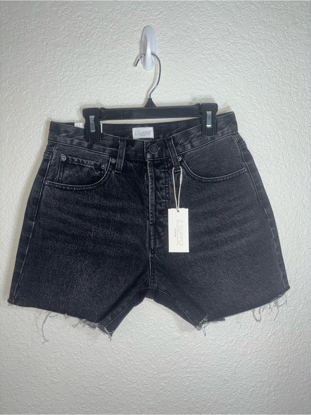 NWT Z Supply Black Washed High-Rise Denim Shorts- Size 25